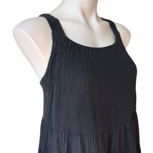 Greek Archaic Kori Black Cotton Gauze Tiered Flowy Maxi Halter Dress, Sz XS - Picture 9 of 13